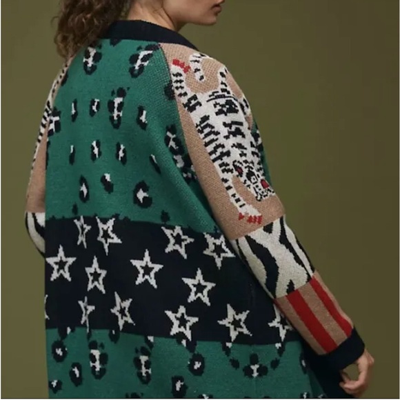 NWOT Anthropologie Starry Leopard Cardigan - Picture 5 of 16